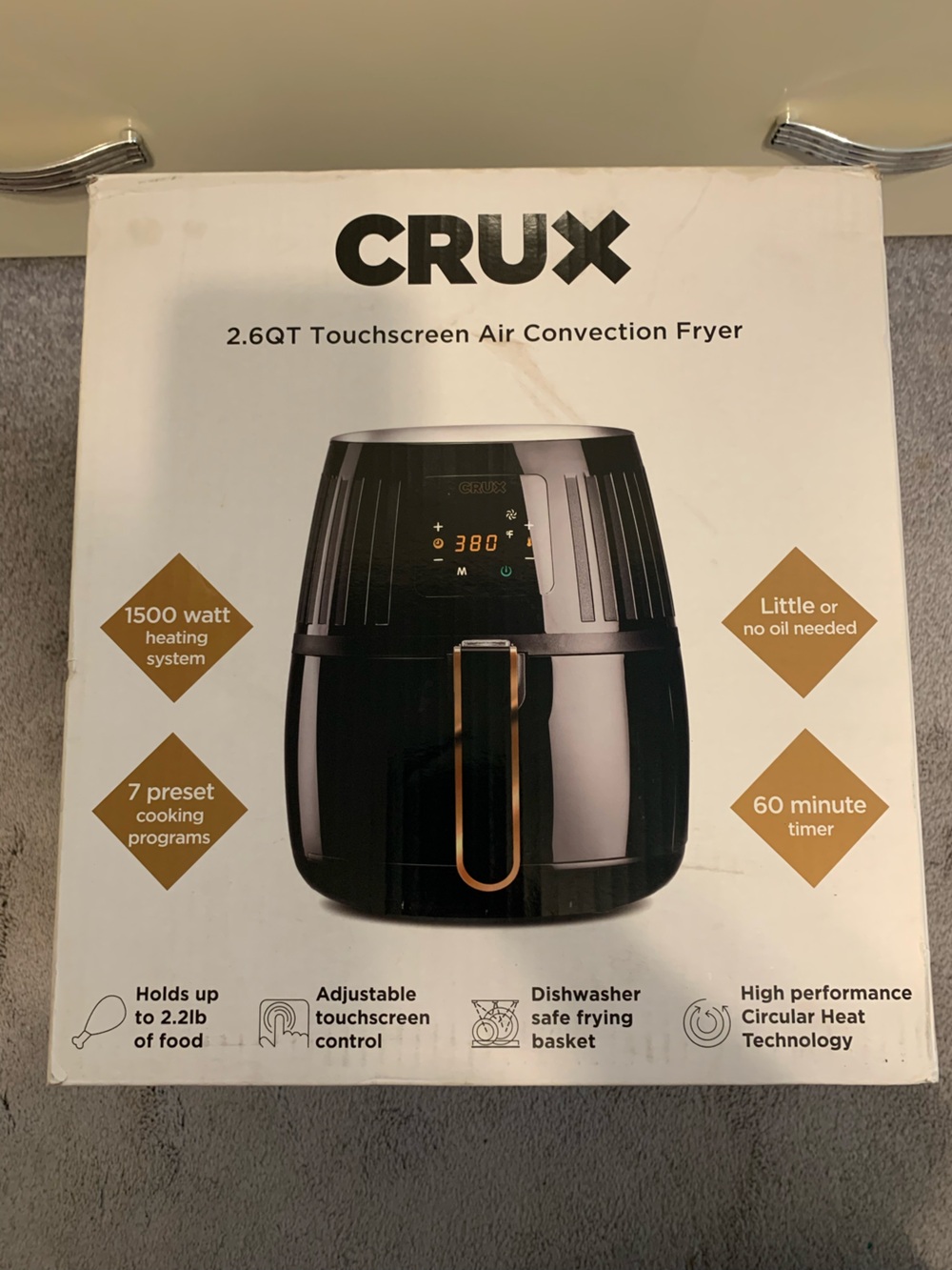 NEW 2.6QT Touchscreen Air Convection Fryer - Black